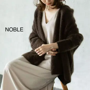 [ 새상품급 ] NOBLE 노블 라쿤 니트 오버 가디건 다크 브라운
