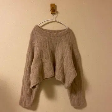 [ 플라주 ] PLAGE 알파카 네이비 케이블 숏 풀오버 베이지