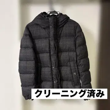 INHERIT 후드 부착 그레이 계열 체크 다운 자켓 클리닝 완료