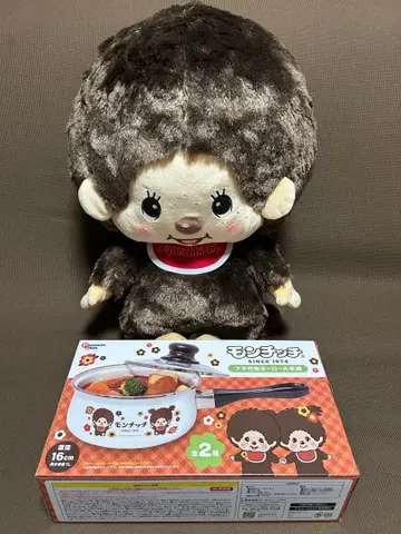 몽치치 초 BIG 봉제 인형 덮개 달린 법랑 편수 냄비 화이트