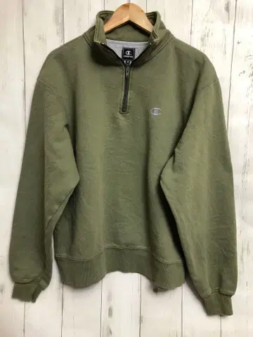 Champion 챔피온 무지 하프 지퍼 맨투맨 카키 s59
