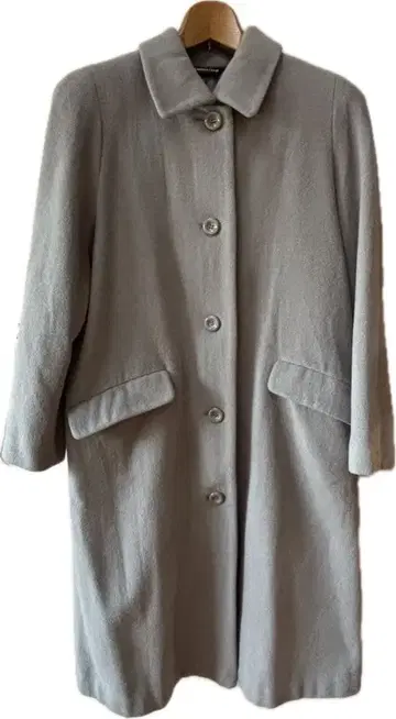 그레이 버튼 롱 코트