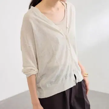 정가 18700엔 택 포함 새상품 Li/Co 뉴앙스 V 가디건 화이트