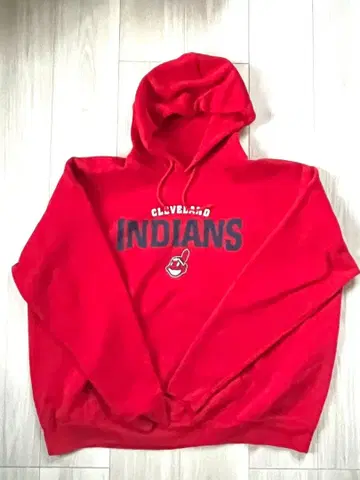 90s 리 MLB 클리브랜드 인디언스 후드 맨투맨 빨간색