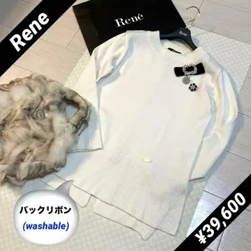 정가 39,600엔 Rene 백리본 니트 (아이보리) 루즈핏