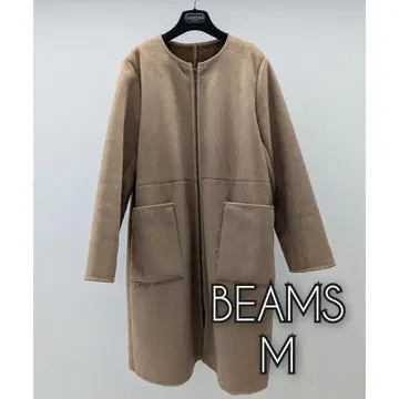 BEAMS 노카라 페이크 무스탕 코트 M 브라운
