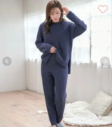 aimerfeel 에메필 리브 몰 니트 복대 포함 긴팔 상하의 세트