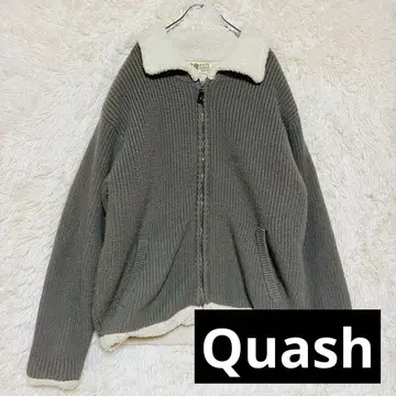 Quash 쿠아쉬 보아 자켓 니트 카키 화이트 루즈한 사이즈