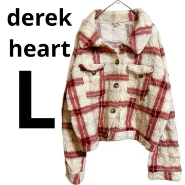 derek heart [ L ] 플리스 자켓 빨간색 화이트 체크