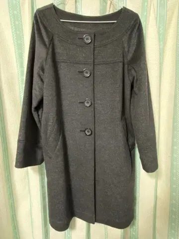 FESMY 차콜 그레이 롱 코트 울 100%