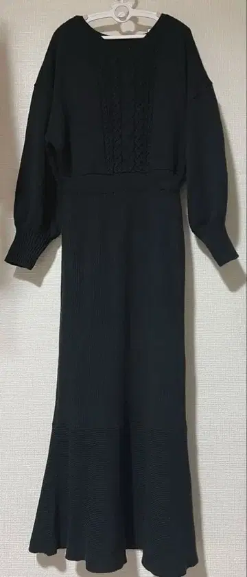 AZUL by moussy 플레어 니트 원피스 블랙 M