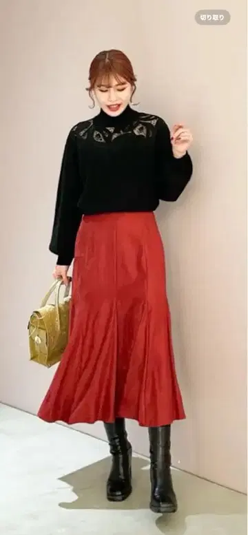 그레이스 콘티넨탈 스웨이드 롱 플레어 스커트