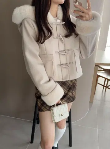 GRL 퍼 숏 기장 더플 코트[kz701]