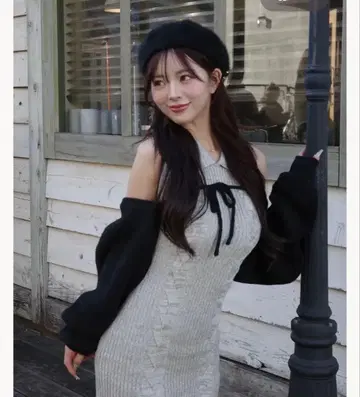 숏 볼레로 니트 미니 원피스