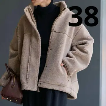 새상품 FRAMeWORK 울 보아 스탠드 블루종 베이지 38