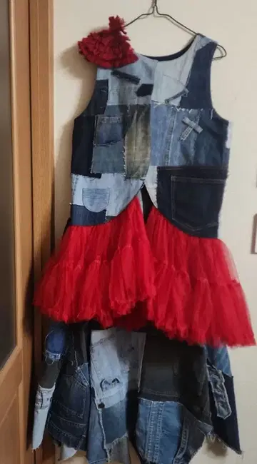 올해 구매 일본 극동 무역 데님 리메이크 스커트 베스트