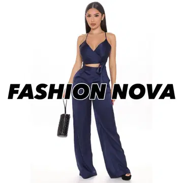 FashionNova 네이비 새틴 셋업