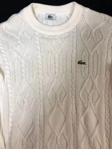 라코스테 화이트 케이블 니트 스웨터 L