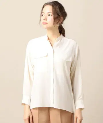 BEAUTY&YOUTH 데신 밀리터리 스탠드 카라 셔츠 손세탁 가능