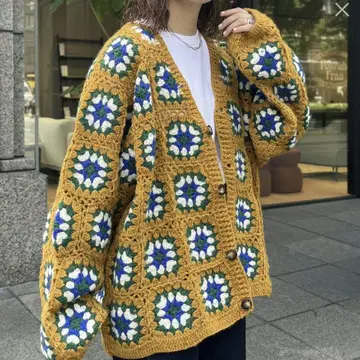 새상품 CPCM 핸드 니트 크로셰 가디건