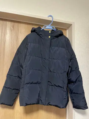 후드 부착 다운 자켓 네이비