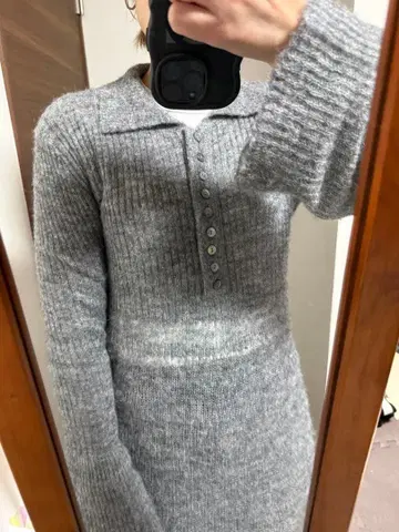 MAISON SPECIAL 그레이 니트 롱 원피스