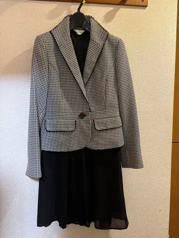 체크 무늬 테일러드 자켓 셋업