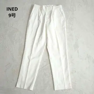 INED 린넨 블렌드 테이퍼드 팬츠 신축성 화이트 9호