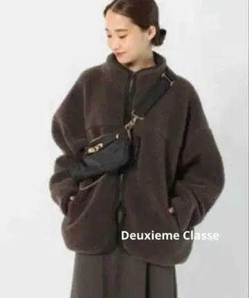 두지엠 클라세 더블 지퍼 보아 블루종 브라운