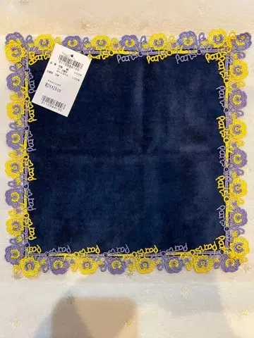 치카자와 레이스 후진가호 별주 팬지 손수건 미사용 새상품 네이비