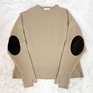 새상품급 개럴개런트 캐시미어 혼방 울 니트 엘르 엘보 패치 베이지 F