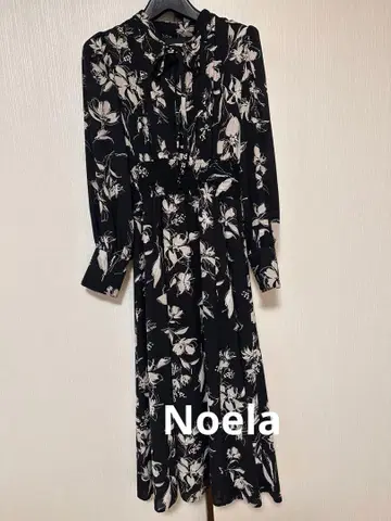 노엘라 블랙 원피스 꽃무늬 긴팔