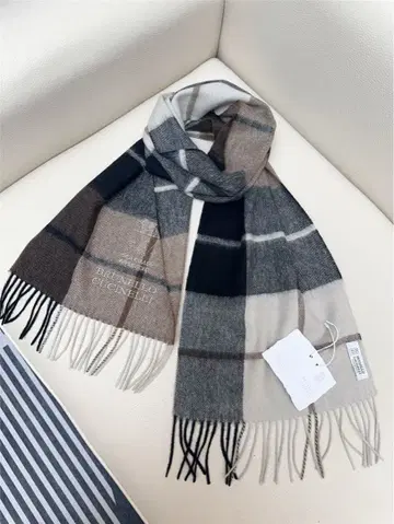 BRUNELLO CUCINELLI 울 머플러 체크 무늬