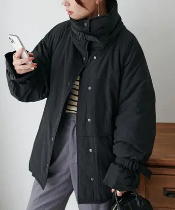 Discoat 충전솜 스탠드 벨트 자켓