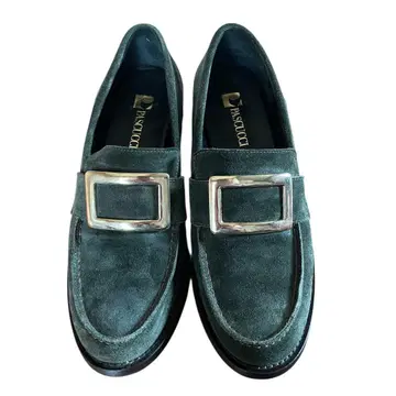 [ 새상품급 ] 파스쿠치 스웨이드 로퍼 카키 23-23.5 스퀘어 버클