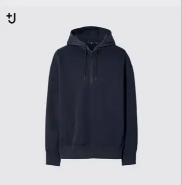새상품 UNIQLO +J 드라이 맨투맨 하프 후드티 네이비