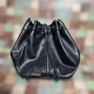 블랙 가죽 복조리형 숄더백