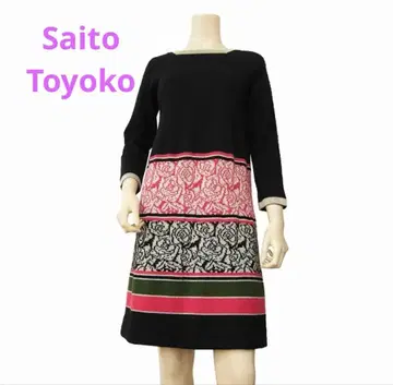 새상품급 사이토 요코* 고귀한 장미 무늬 상급 니트 원피스 니트의 여왕