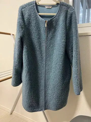 보아 소재 집업 자켓 롱 파랑