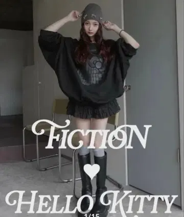 fiction tokyo Croco Kitty 볼륨 슬리브 맨투맨
