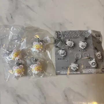 산리오 복슬복슬 스노우 메지루시 액세서리 폼폼푸딩 4개