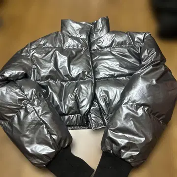 그레이 숏 다운 자켓