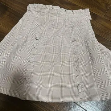 허니시나몬 Honey Cinnamon 핑크 체크 플리츠 미니 스커트