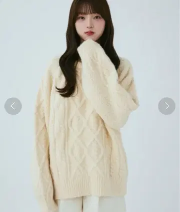 MIELCRISHUNANT 케이블 무늬 니트 아이보리