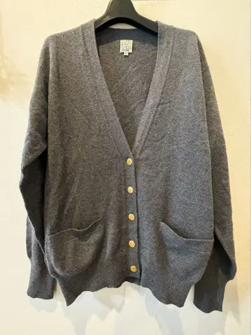 미사용품 캐시미어 100% 준코 시마다 가디건 다크 그레이 긴팔