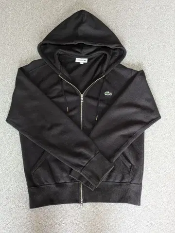 LACOSTE 블랙 풀 집업 후드티 M