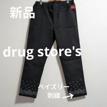 [ 새상품 ] 드럭 스토어즈 팔부장 스트레치 팬츠 페이즐리 자수 블랙 F