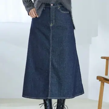 SOMETHING 새상품급 롱 플레어 스커트 블루 데님 캐주얼