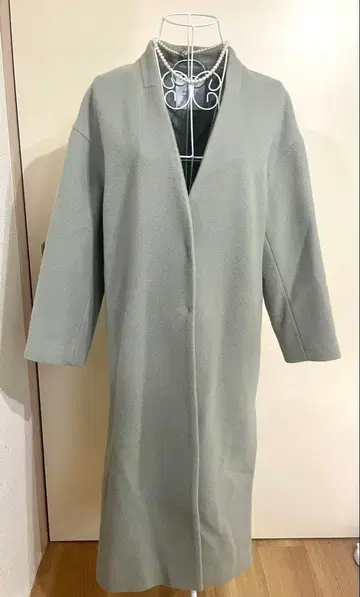 STUDIOUS 노카라 롱 코트 라이트 그린