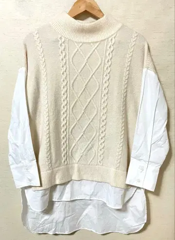 trois 트로와 도킹 니트 셔츠 절개 상의